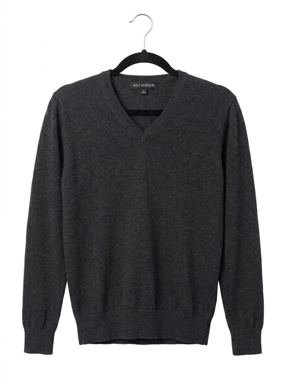 Holt Renfrew Gray V Neck Merino Wool Sweater Small